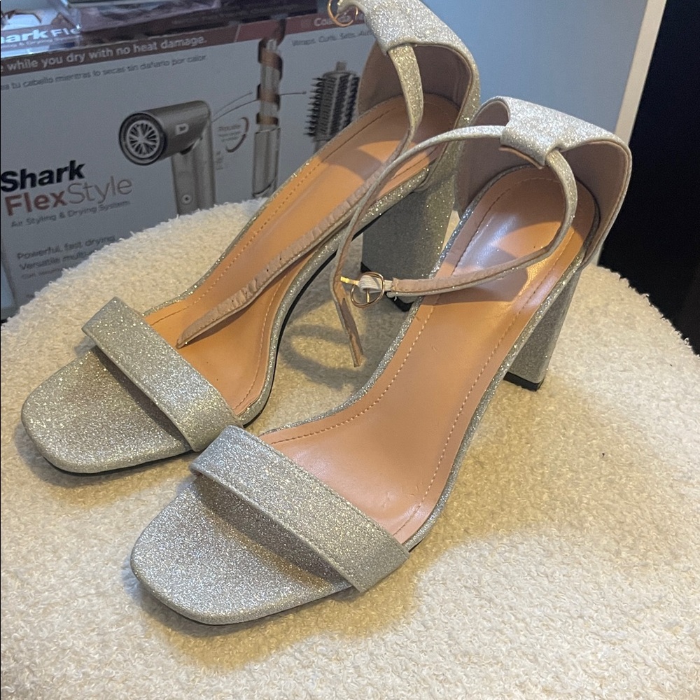 Elegant Silver Women's Block Heel Sandals